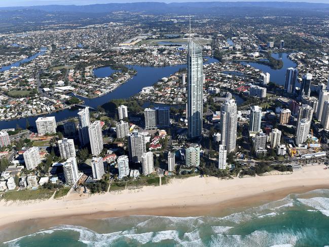 An aerial view of  residential apartments and housing on the Gold Coast , Wednesday, May 17, 2017. (AAP Image/Dave Hunt) NO ARCHIVING