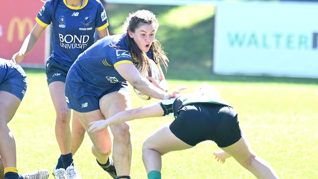 Bond player Zoe Hanna Club rugby women's semi-final Sunnybank v Bond. Saturday August 12, 2023. Picture, John Gass