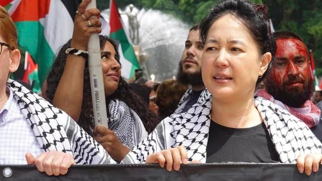 Greens MP Jenny Leong, pictured right at a pro-Palestinian protest march in Sydney, tabled the petition in parliament.