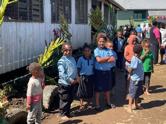 Habare Literacy Library in Tari at a ceremony which was attended by the Santos Foundation. Children dressed in their uniforms and ceremonial dress. PIC: Colin Packham