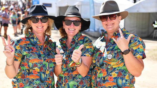 Toni Hume, Jo Cummingham and Tracey Smith at the Gympie Muster. Picture: Patrick Woods.