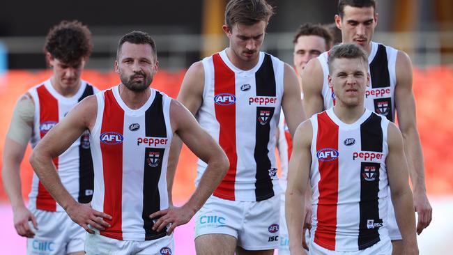 The Saints lament surrendering a huge lead against the Dockers. Picture: Michael Klein