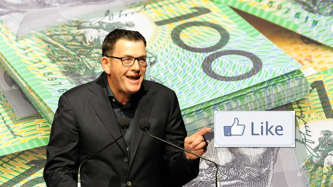 Premier Daniel Andrews wants voters to "like" him on Facebook and has spent hundreds and thousands of dollars of your money enticing Victorians to do so. Picture digitally altered