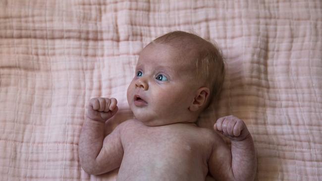 Baby Charlotte Cecilia Keys was born with the help of AI-software. Picture: Mark Cranitch.