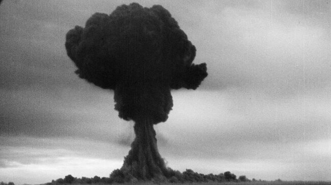 The Soviet Union’s first atomic bomb test in Kazakhstan.