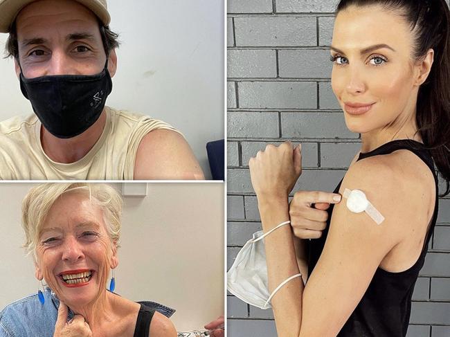 Celebrities bare arms to get vax