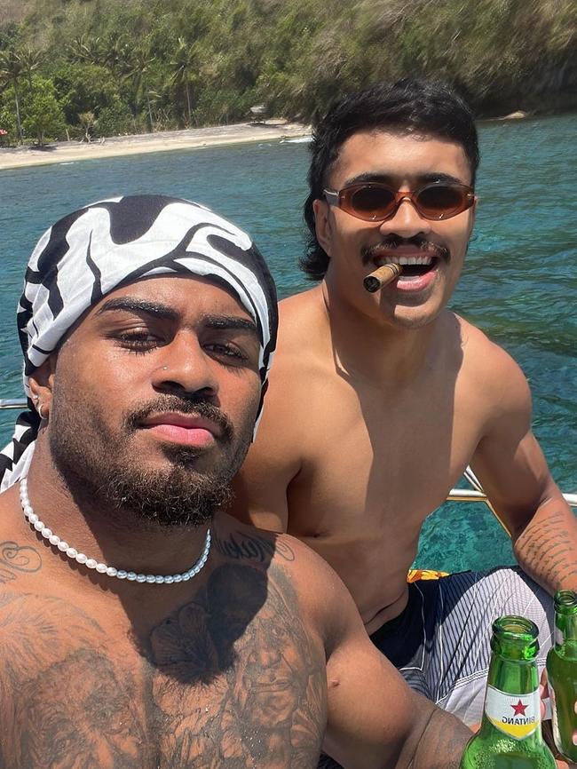 Ezra Mam and Deine Mariner enjoying a Bintang beer in Bali. Photo: Instagram.