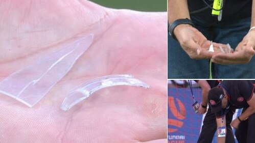 Shards of plastic littered the pitch before Friday night’s clash.