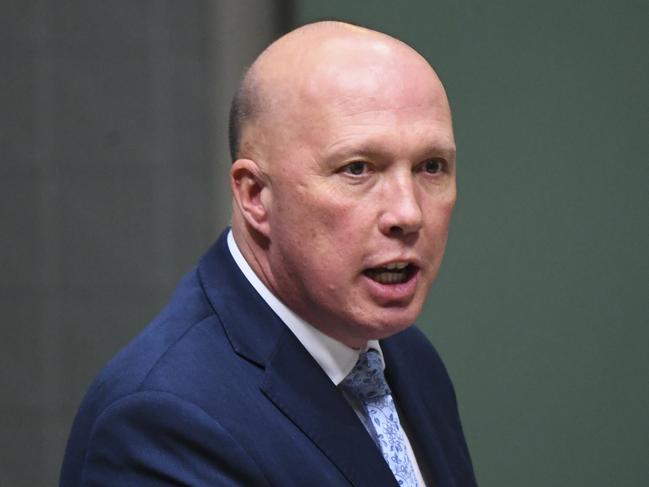 Australian Home Affairs Minister Peter Dutton speaks during House of Representatives Question Time at Parliament House in Canberra, Monday, June 15, 2020. (AAP Image/Lukas Coch) NO ARCHIVING