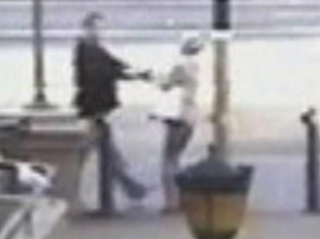 CCTV footage of Charlotte Lindstrom being arrested on George Street in Sydney in May 2007.