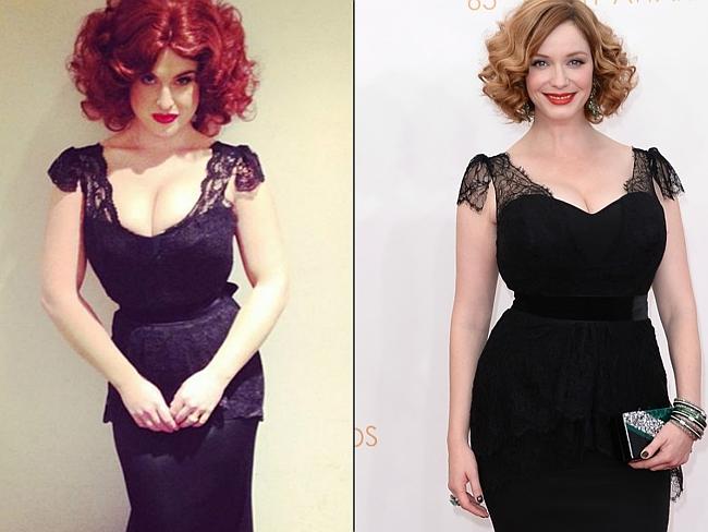 Kelly Osbourne as Christina Hendricks. PIcture: Kelly Osbourne/Instagram; Getty Images