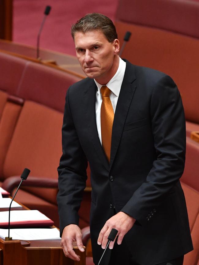 A newly independent Mr Bernardi speaks in Parliament yesterday. Picture: AAP