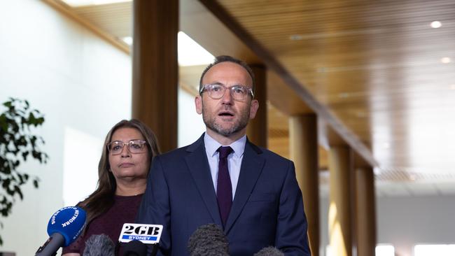 Greens leader Adam Bandt addressing media in Canberra on Monday. Picture: Gary Ramage