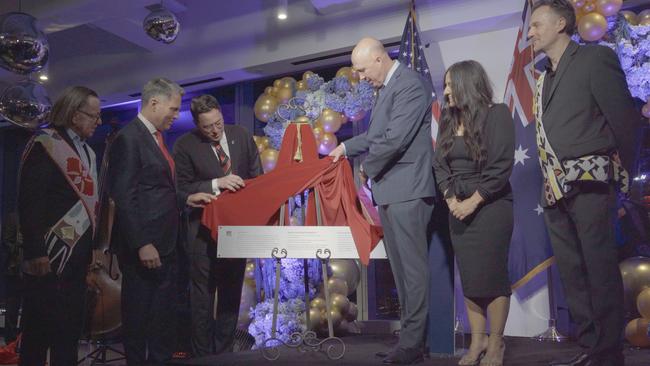 Deputy prime minister Richard Marles, Scale Facilitation founder David Collard, opposition leader Peter Dutton and Wadawurrang woman Corrina Eccles attended the opening of a US office for a Geelong tech company alongside local indigenous leaders. Picture: Supplied