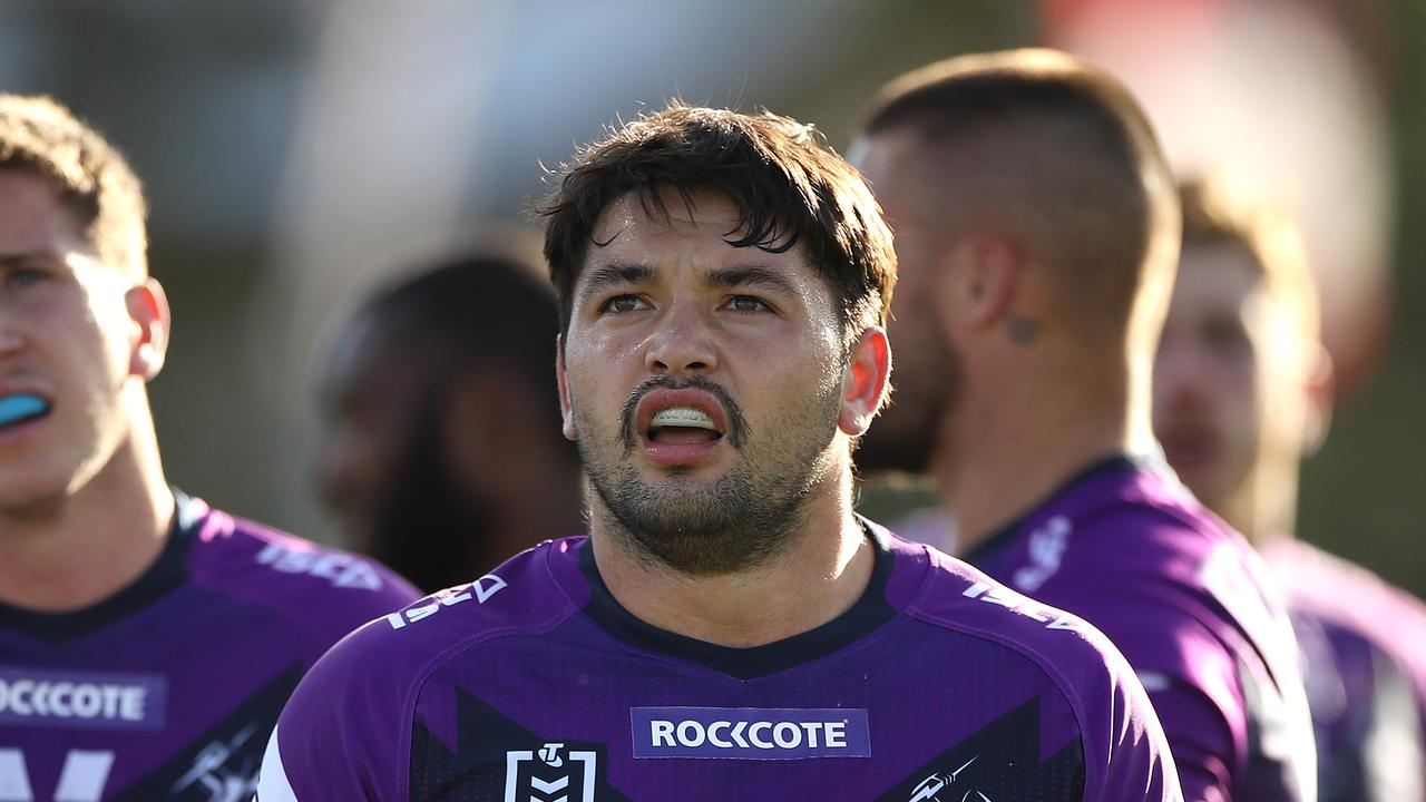 SYDNEY, AUSTRALIA - SEPTEMBER 27: Brandon Smith of the Storm looks on during the round 20 NRL match between the St George Illawarra Dragons and the Melbourne Storm at Netstrata Jubilee Stadium on September 27, 2020 in Sydney, Australia. (Photo by Mark Kolbe/Getty Images)