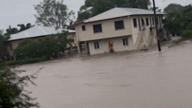 Flooding in Ingham, around 100km from Townsville. Picture: 9News