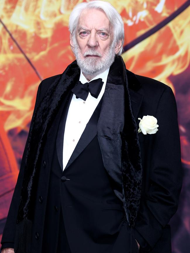 Donald Sutherland attends the world premiere of the film The Hunger Games: Mockingjay – Part 2 in Berlin. Picture: Getty Images