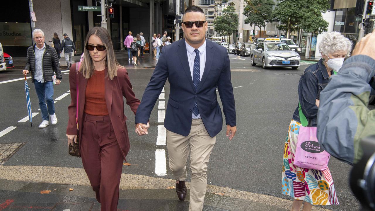 Jarryd Hayne and wife Amellia Bonnici on his last day of freedom. Picture: NCA NewsWire/Simon Bullard