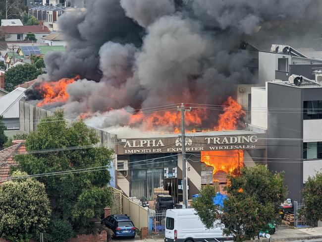 Huge fire in Brunswick East. Picture: Twitter/LowIQSwag