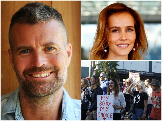 Anti-vaxxers Pete Evans and Isabel Lucas live in the Byron Bay area opening up to Queensland.