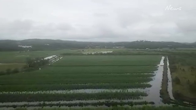 Drone footage shows farmer's crops hit by floods