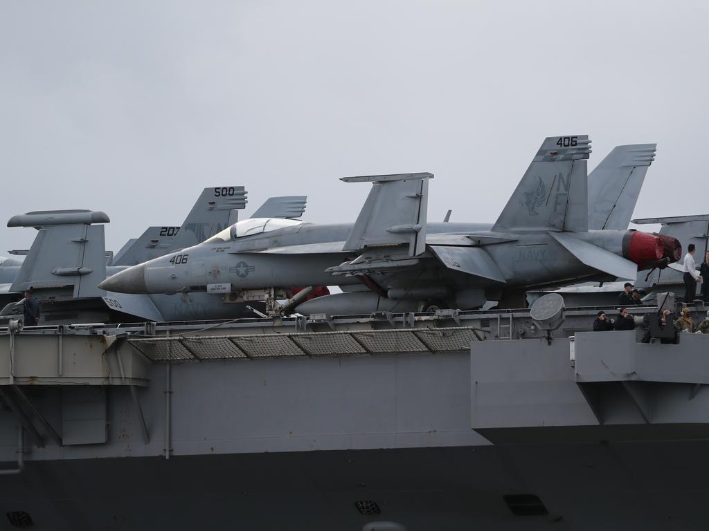 The USS Ronald Reagan arrives in Brisbane. Pic Peter Wallis