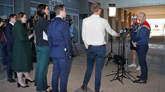 Adelaide Crows head of football Adam Kelly speaks to media on Monday. Picture: Sarah Reed.