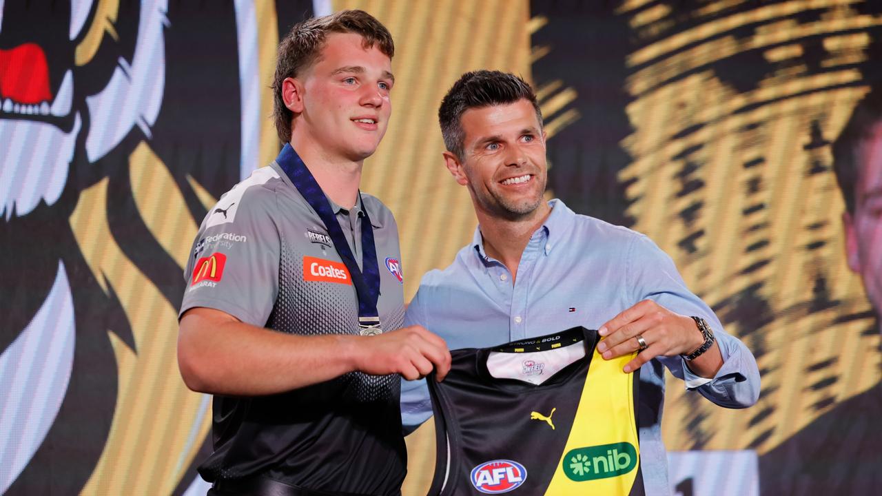 Sam Lalor was taken with pick 1 by Richmond. (Photo by Dylan Burns/AFL Photos via Getty Images)