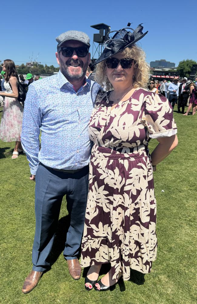 Andrew and Lesley Jennings at the Melbourne Cup at Flemington Racecourse on November 5, 2024. Picture: Phillippa Butt