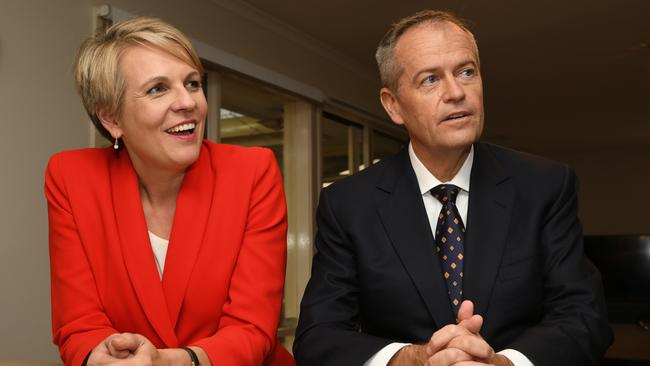 Deputy Labor leader Tanya Plibersek with leader Bill Shorten. Picture: Vince Caligiuri / Getty 