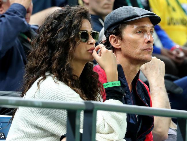 Actor Matthew McConaughey watches on during the Rio Olympics 2016 Men's Basketball game between the Australian Boomers and the USA Dream Team at Carioca Arena. Pics adam Head