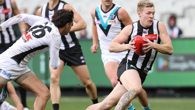 Jordan De Goey is embracing Collingwood’s culture. Picture: Michael Klein