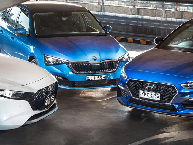 Skoda Scala, Mazda3, Hyundai i30 comparison. Photos by Thomas Wielecki