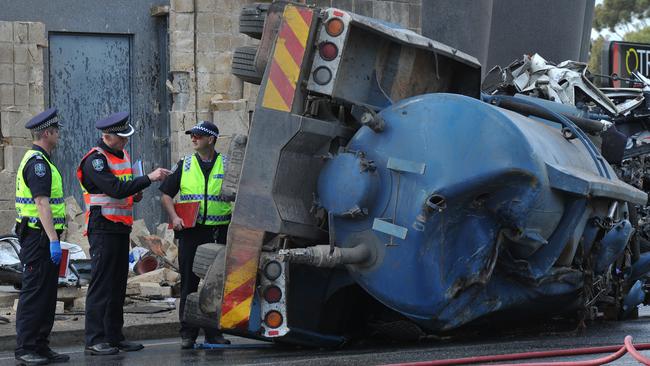 The wreckage of the truck after the crash in August 2014. Picture: Roger Wyman