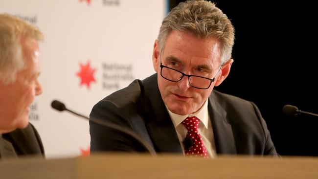 New NAB CEO Ross McEwan (right), with chairman Philip Chronican. Picture: Stuart McEvoy