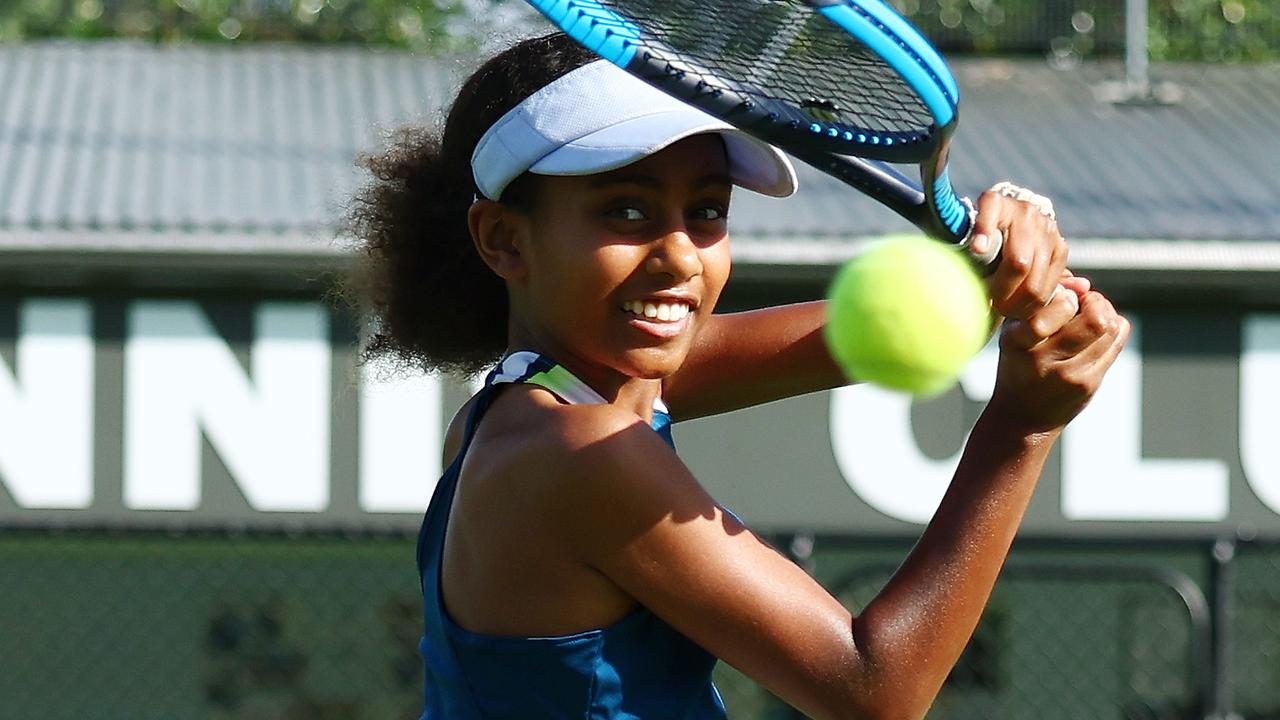 Karma Havini, 12, of the Edge Hill Tennis Club, will play the Queensland Schools 12 and Under championships at Cairns International Tennis Centre, starting August 18. Picture: Brendan Radke