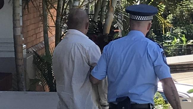 Russell Douglas Johnston is led from the Gympie District Court after being found guilty of choking in a domestic setting and common assault. Pictures: Josh Preston