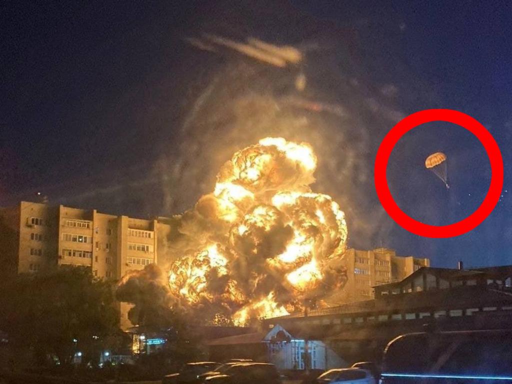 A Russian Su-34 warplane crashed in Yeysk, Krasnodar region, bordering Ukraine, causing an apartment block inferno. Picture: East 2 West News