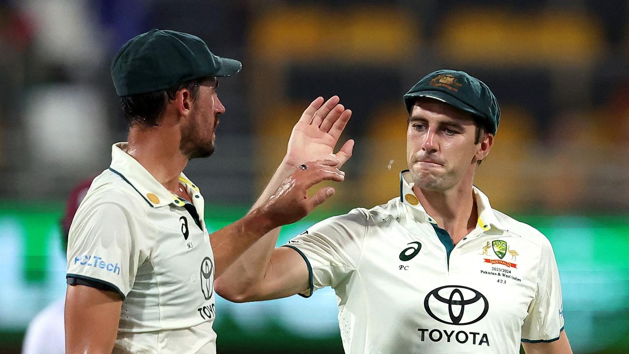 Pat Cummins was on fire on Day 2 at the Gabba. (Photo by Pat Hoelscher / AFP)