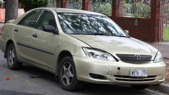 Damage caused to one of the cars. Picture: Dean Martin