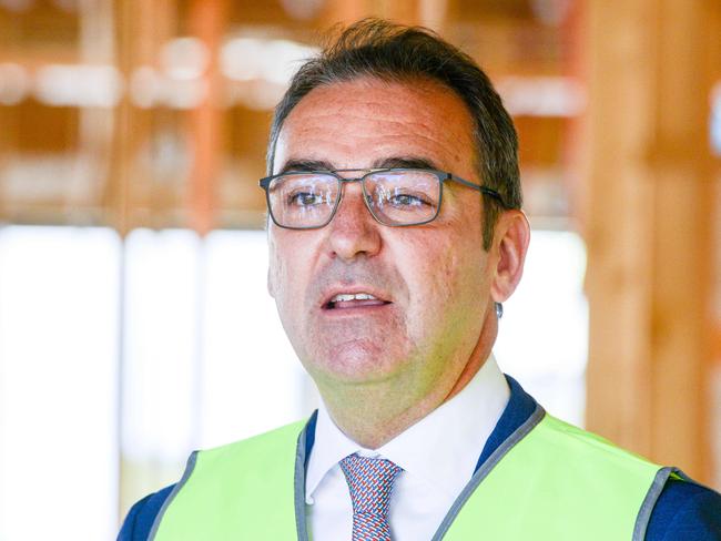 Premier Steven Marshall at a new solar batteries announcement at an Atholstone home under construction, Wednesday, January 29, 2020. (Photo: AAP/Brenton Edwards)