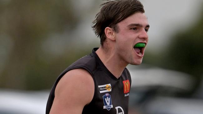 Riley Matricardi celebrates a goal for Darley. Picture: Andy Brownbill