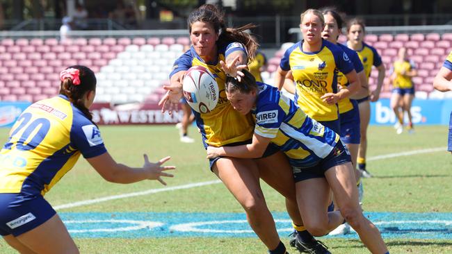 Action from the Premier Women Rugby Grand Final between Bond University and Easts at Ballymore on Sunday. Picture Lachie Millard