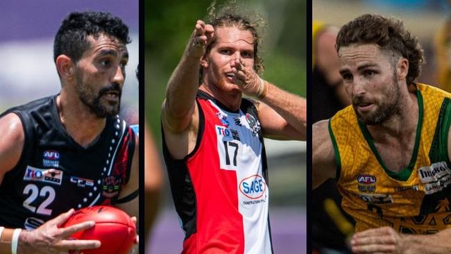 Marlion Pickett for the Tiwi Bombers, Jed Anderson for Southern Districts and Dylan Landt for St Mary's in the 2024-25 NTFL season.