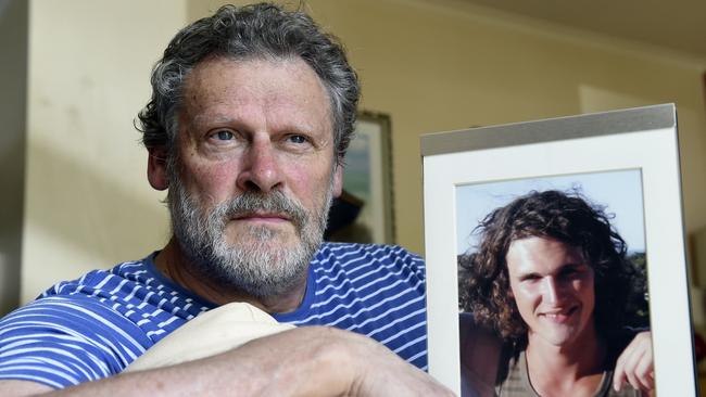 Bill McCormack with a photo his son, Shannon, who died after being coward punched. Picture: Andy Brownbill