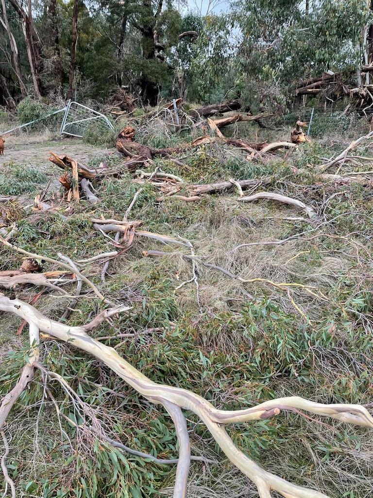 Damage after wild storms destroyed homes and left towns without power in parts of Victoria. Picture: Zoe Phillips