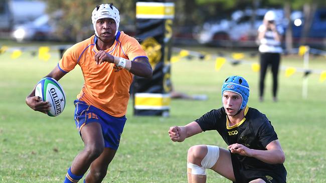 Floyd Aubrey puts an opponent on skates. Picture: AAP