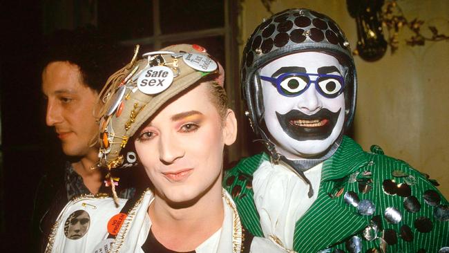 Boy George and Leigh Bowery at Limelight Nightclub in London. Picture: Brendan Beirne