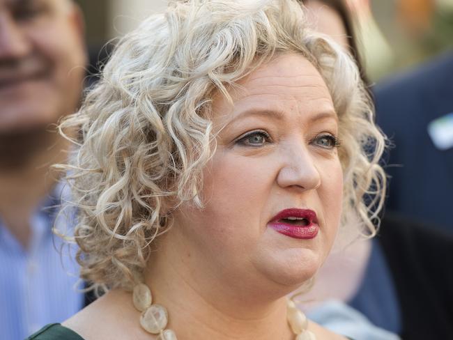 Minister for Health Jill Hennessy speaks to the media during a press conference in Footscray, Melbourne, Sunday, October , 2018. (AAP Image/Ellen Smith) NO ARCHIVING