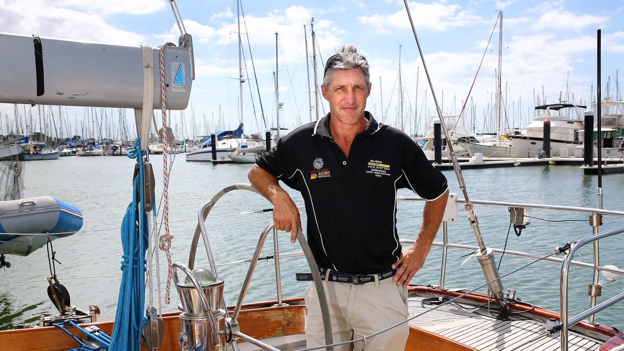 Mike Freebairn at the marina in Manly. Picture: Peter Cronin